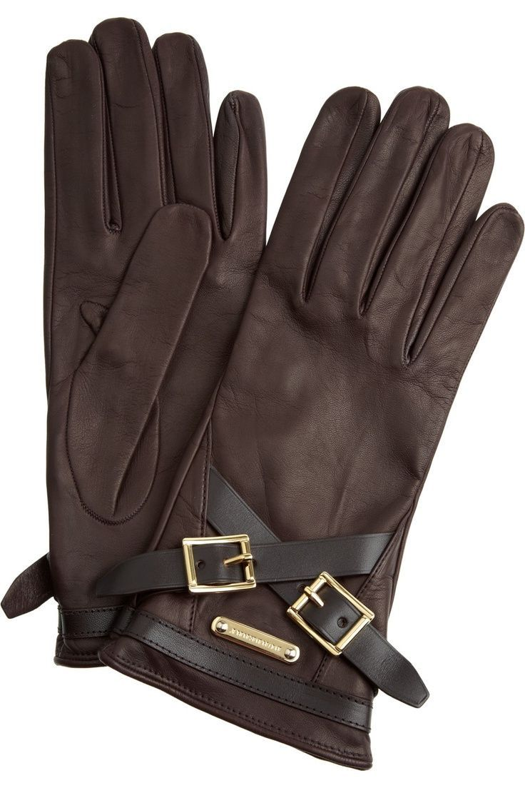 Premium Leather Gloves with Double Gold Buckle Accent