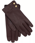 Premium Leather Touchscreen Gloves with Gold Button Accent