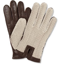 Vintage-Style Genuine Leather & Crochet Knit Driving Gloves